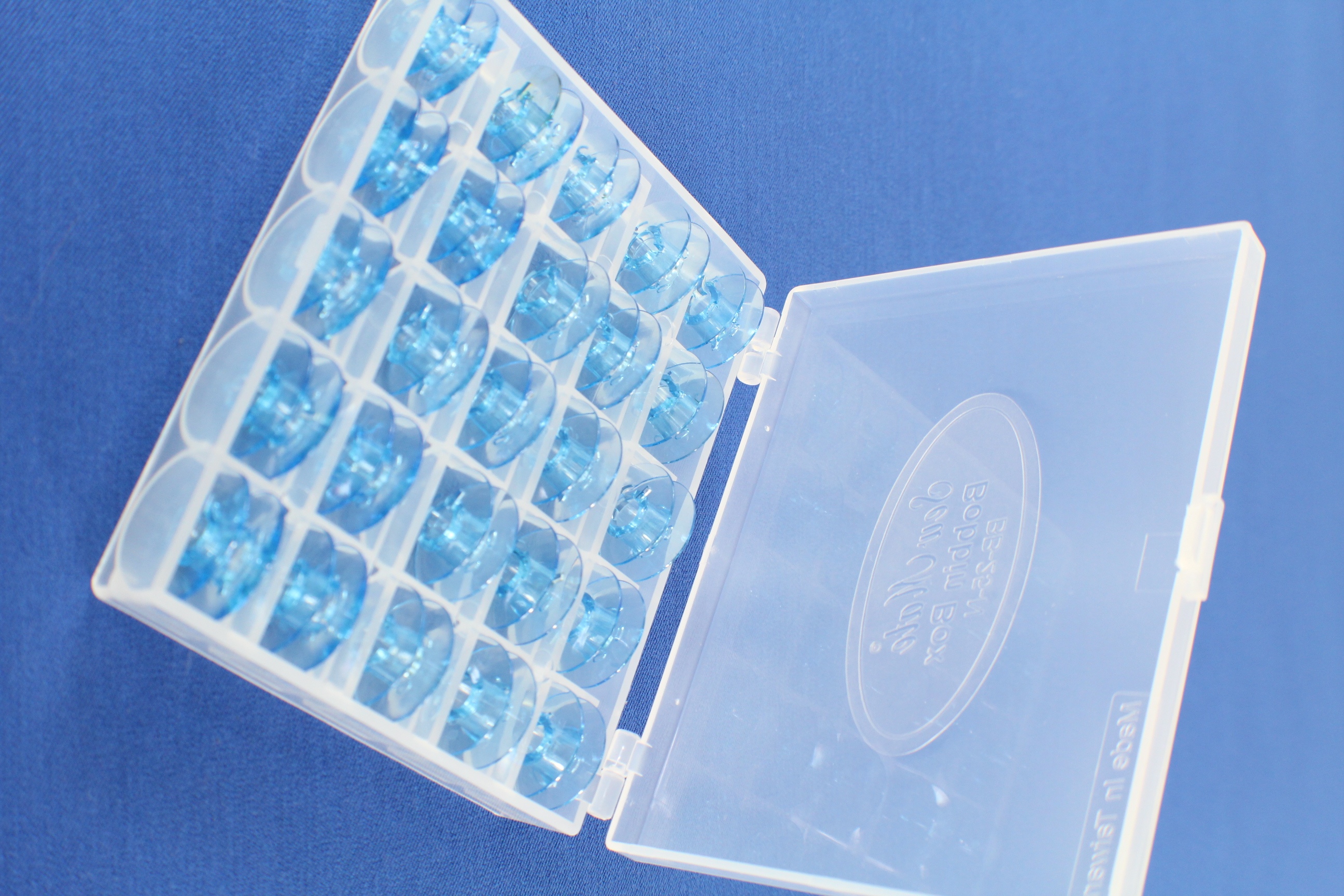25 Spulen Box für PFAFF Modelle (blaue) mit Stahl-Greifer und -Spulenkapsel