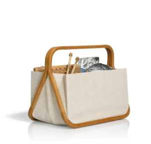 Fold & Store Basket Canvas & Bamboo, anthrazit